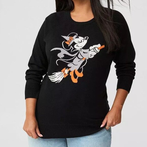 ❤️NWT VINTAGE TORRID DISNEY SWEATER - MICKEY MINNIE MOUSE - HALLOWEEN RAGLAN - Picture 1 of 11